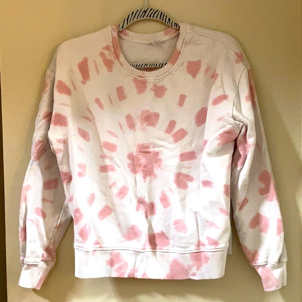 White And Pink Tie-Dye Sweatshirt